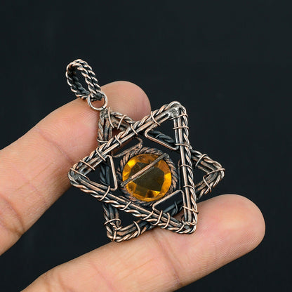 Yellow Citrine Gemstone Star Pendant
