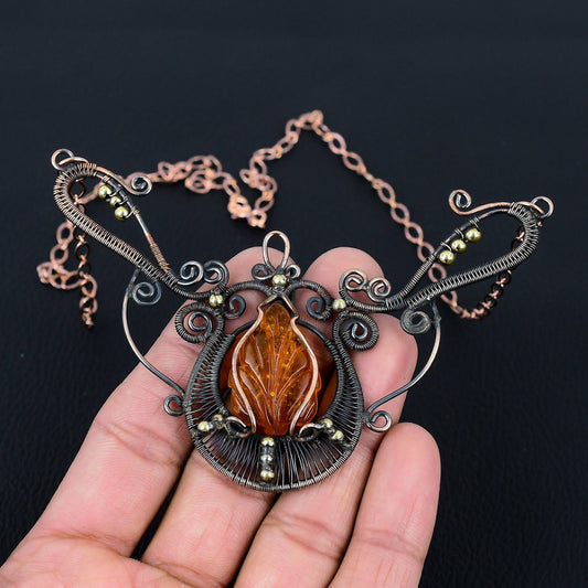 Amber Gemstone Pendant Necklace