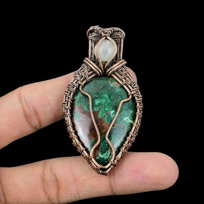 Blue Green Azurite Malachite Gemstone Pendant