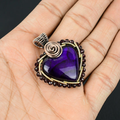 Purple Flash Labradorite Heart Gemstone Pendant