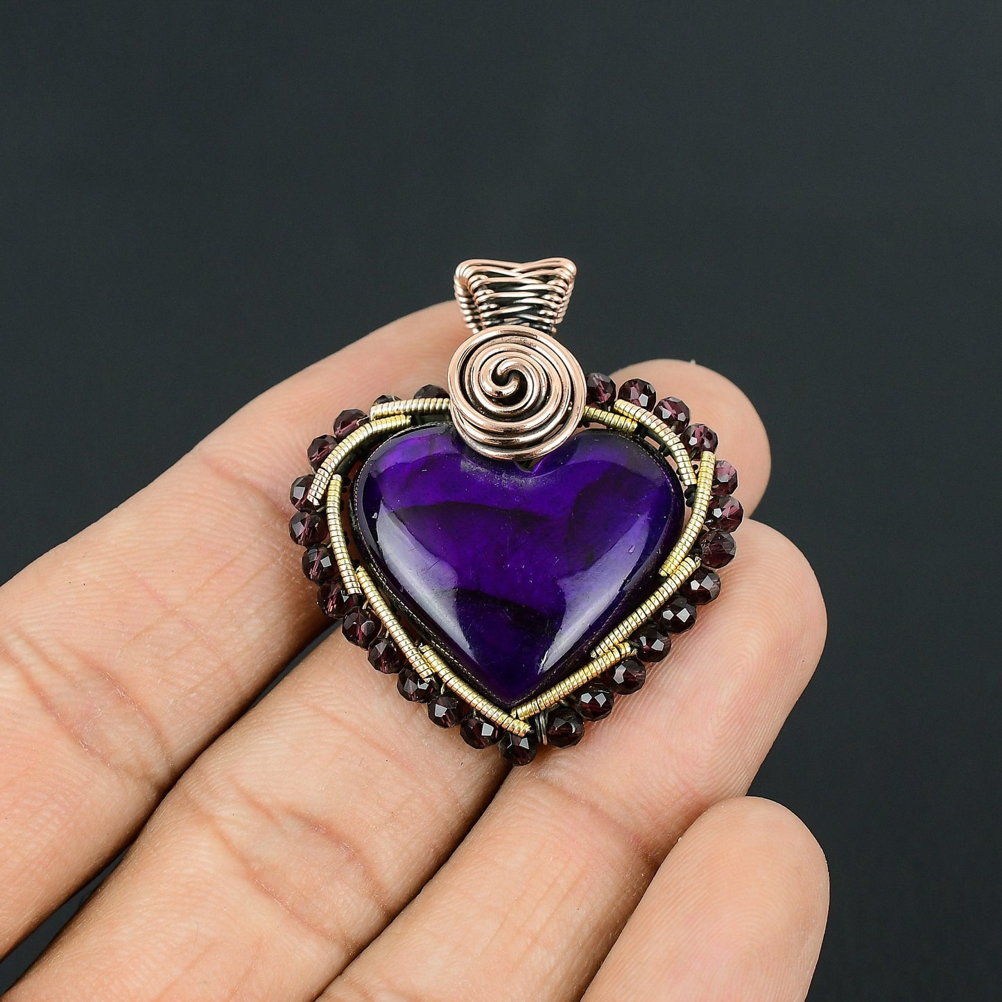 Purple Flash Labradorite Heart Gemstone Pendant