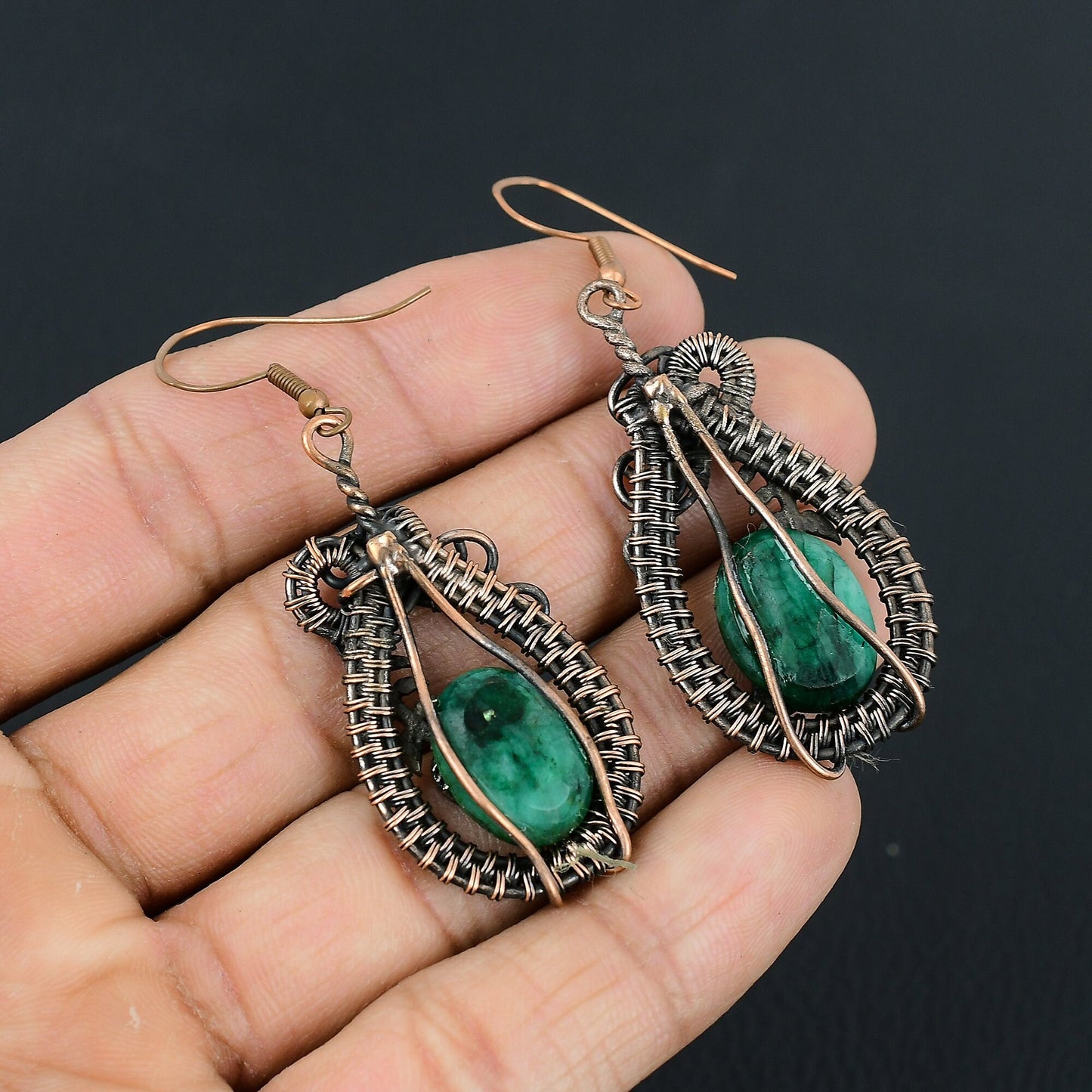 Green Emerald Gemstone Earrings
