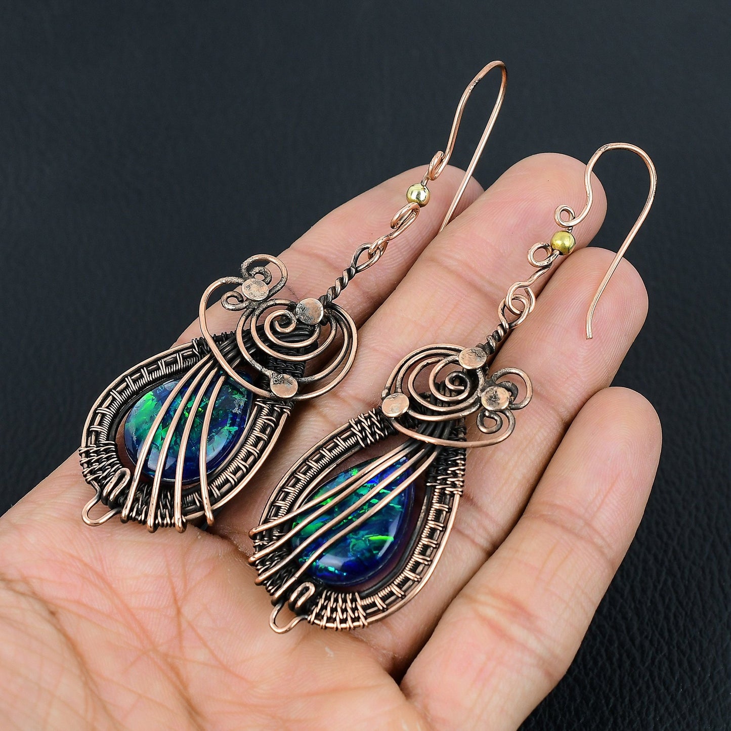 Blue Opal Gemstone Earrings