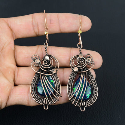Blue Opal Gemstone Earrings