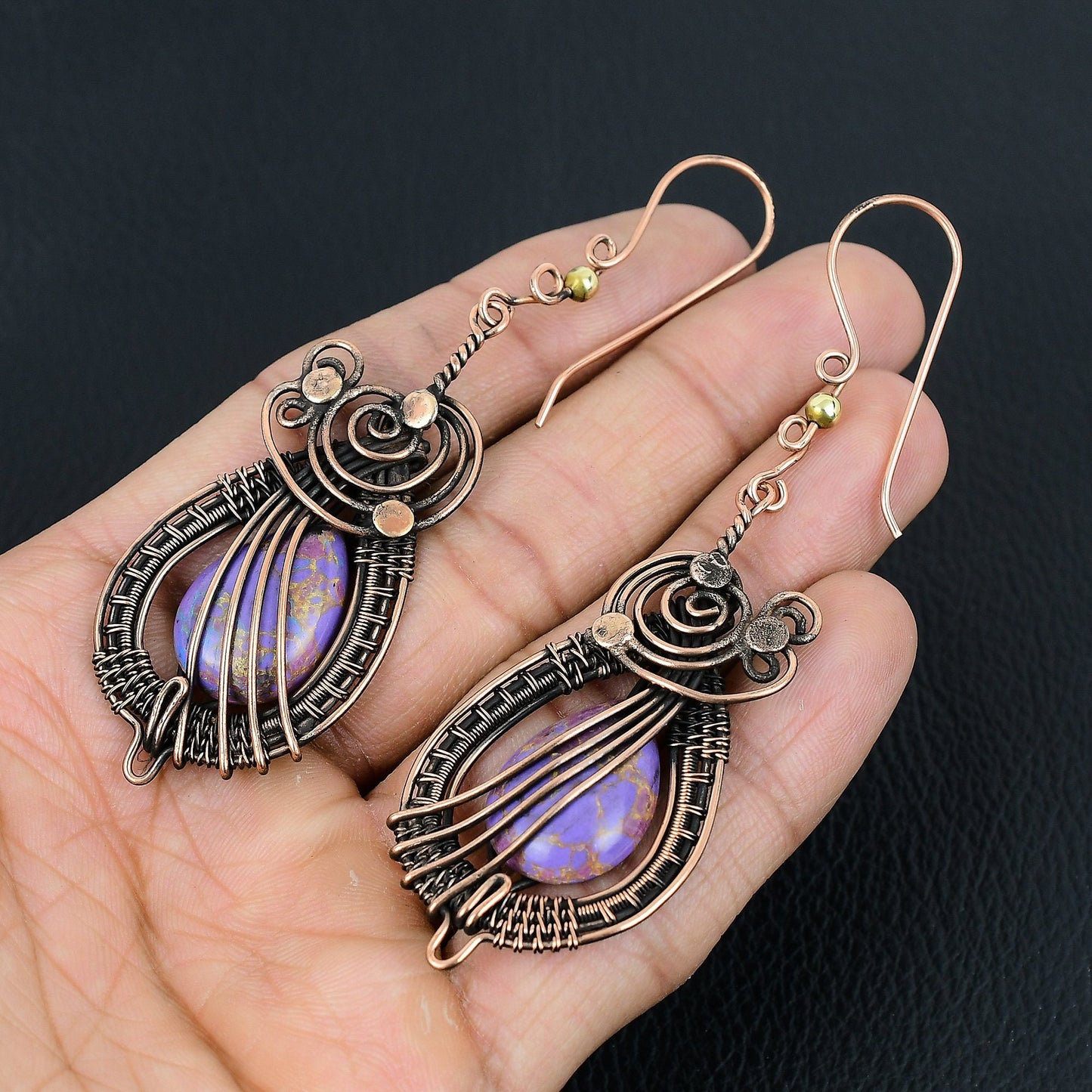 Purple Turquoise Gemstone Earrings
