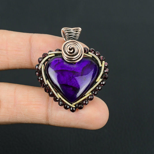 Purple Flash Labradorite Heart Gemstone Pendant