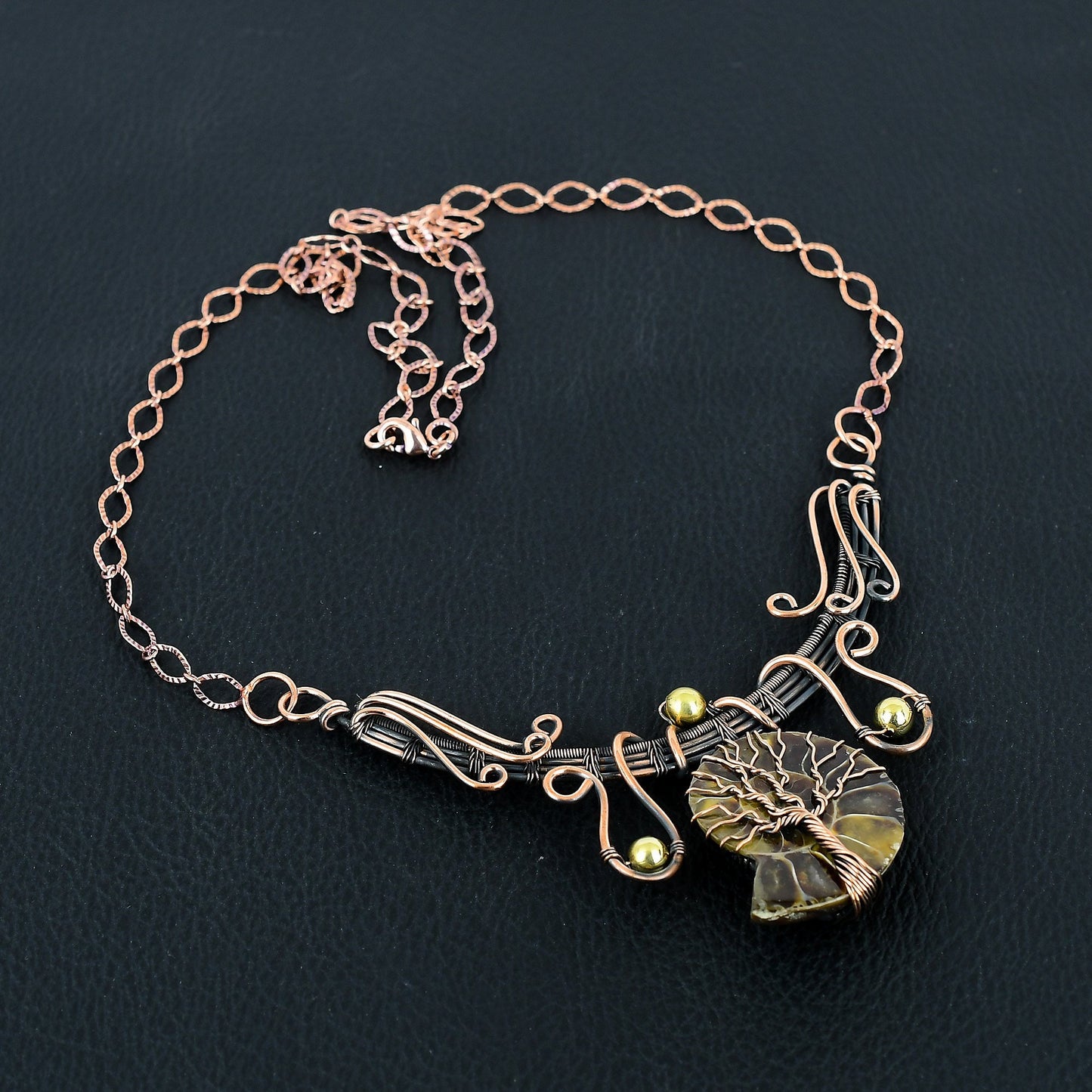 Copper Brown Ammonite Gemstone Necklace