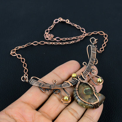 Copper Brown Ammonite Gemstone Necklace