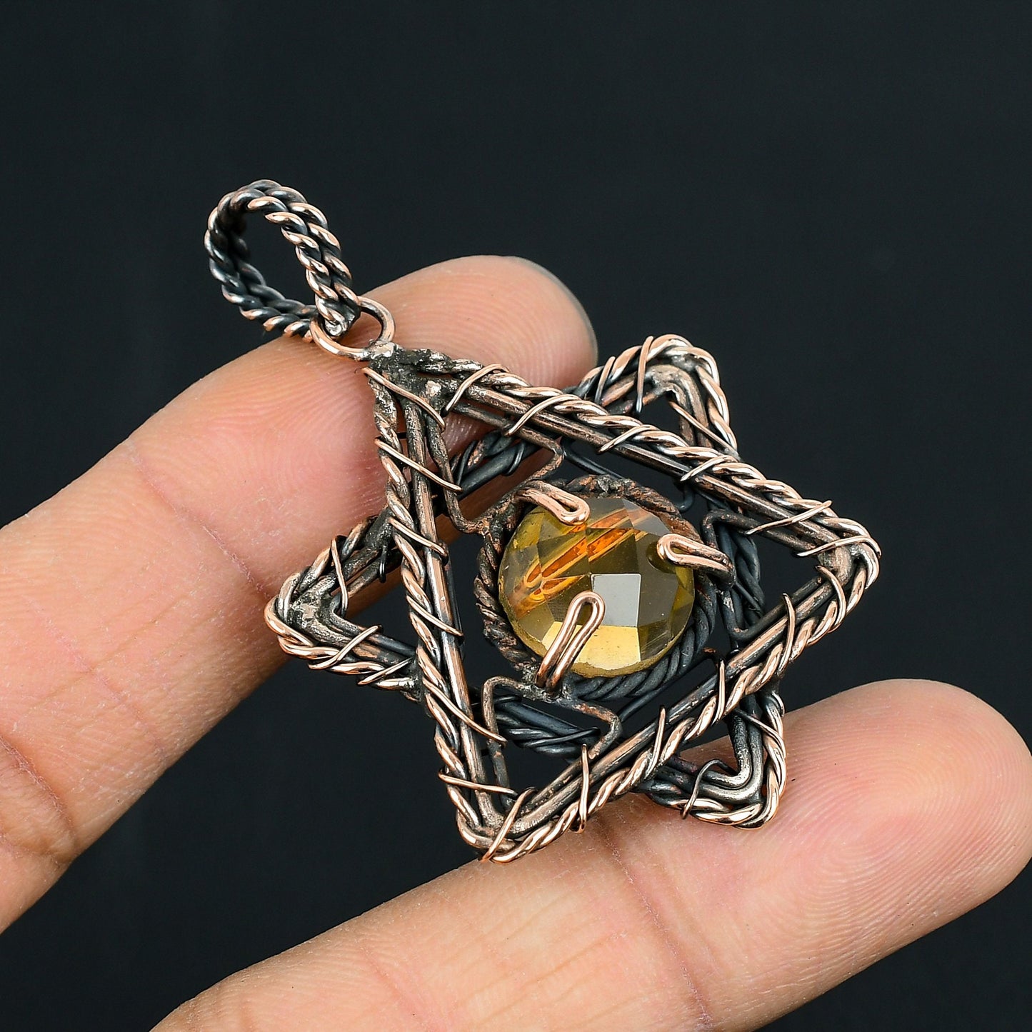 Yellow Citrine Gemstone Star Pendant
