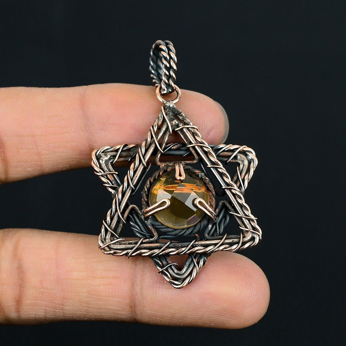 Yellow Citrine Gemstone Star Pendant