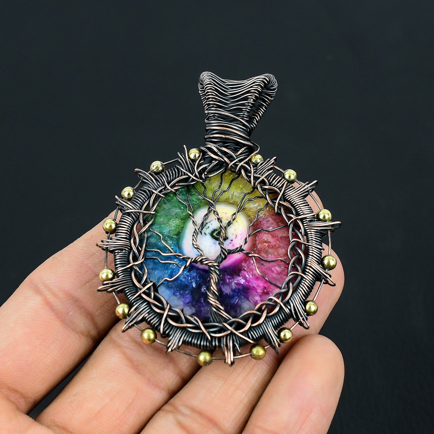 Rainbow Druzy Gemstone Pendant