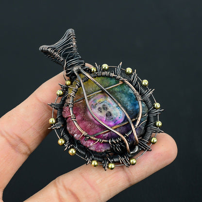 Rainbow Druzy Gemstone Pendant