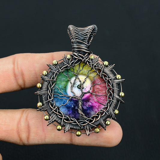 Rainbow Druzy Gemstone Pendant