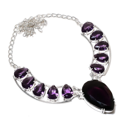 Dark Pink Amethyst Gemstone Necklace