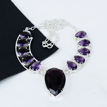 Dark Pink Amethyst Gemstone Necklace