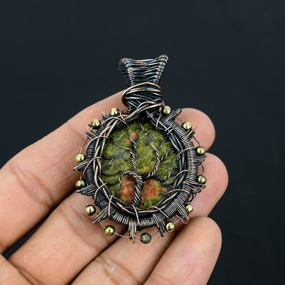 Green-Pink Unakite Gemstone Pendant