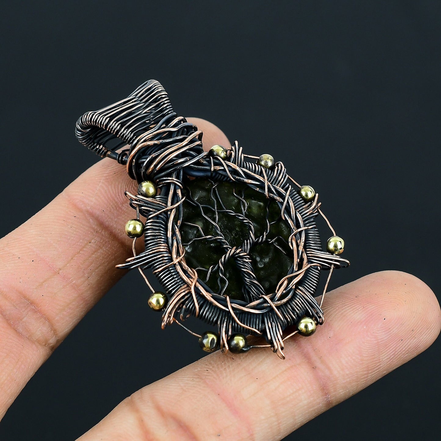 Green Moldavite Gemstone Pendant