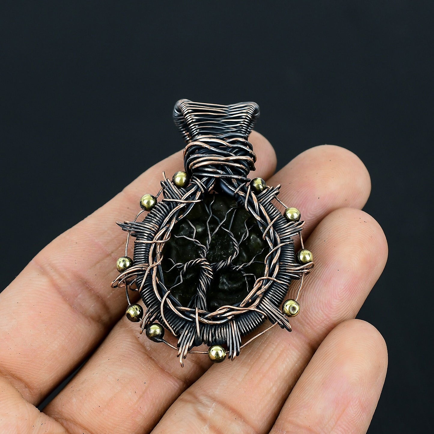 Green Moldavite Gemstone Pendant