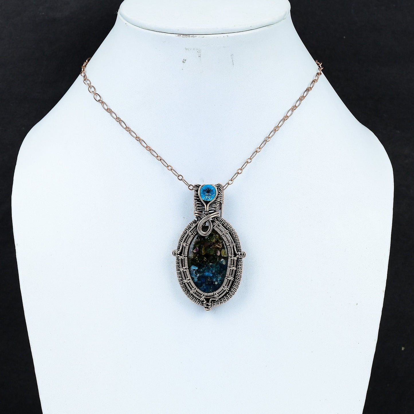 Pink-Green Watermelon Tourmaline & Blue Lapis Gemstone Pendant