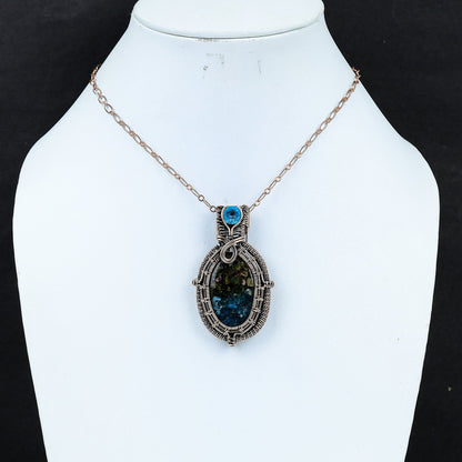 Pink-Green Watermelon Tourmaline & Blue Lapis Gemstone Pendant