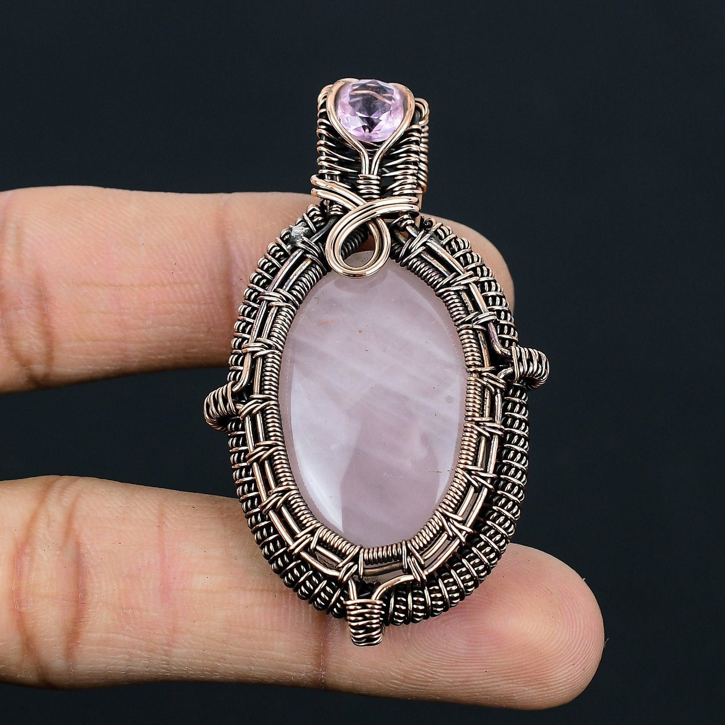 Pink Rose Quartz Gemstone Pendant