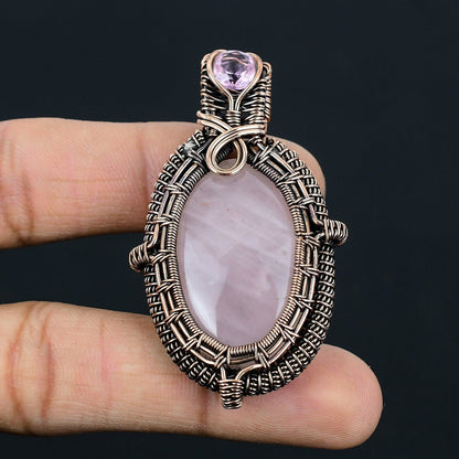 Pink Rose Quartz Gemstone Pendant