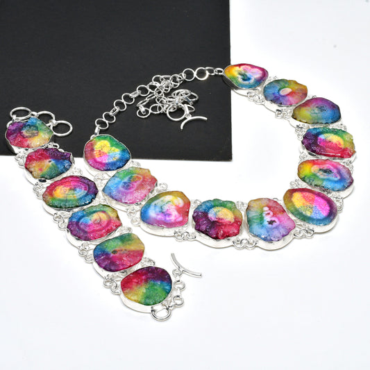 Rainbow Solar Quartz Necklace & Bracelet Set