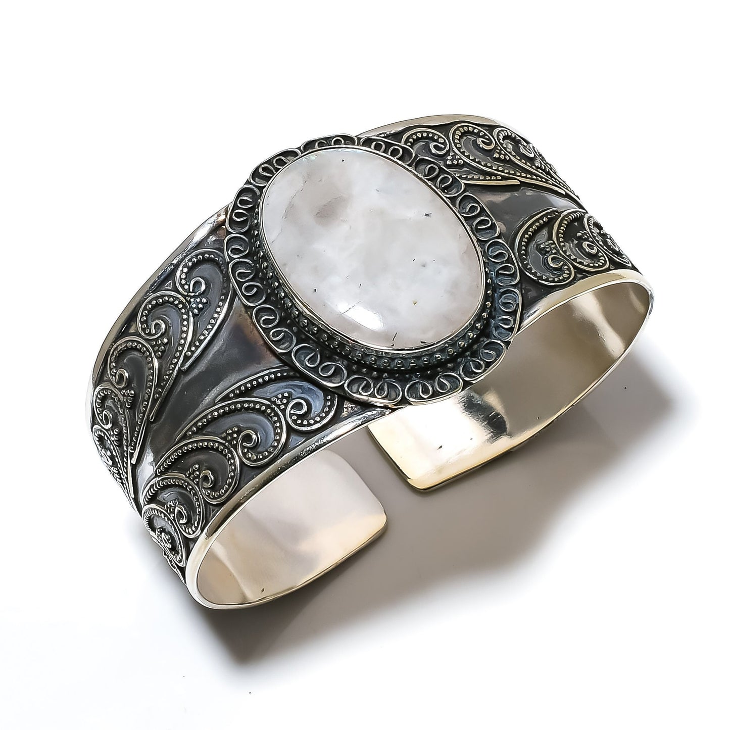 Rainbow Moonstone Sterling Silver Bracelet