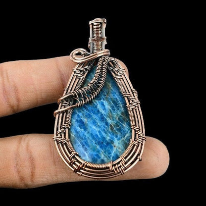 Neon Blue Apatite Gemstone Pendant