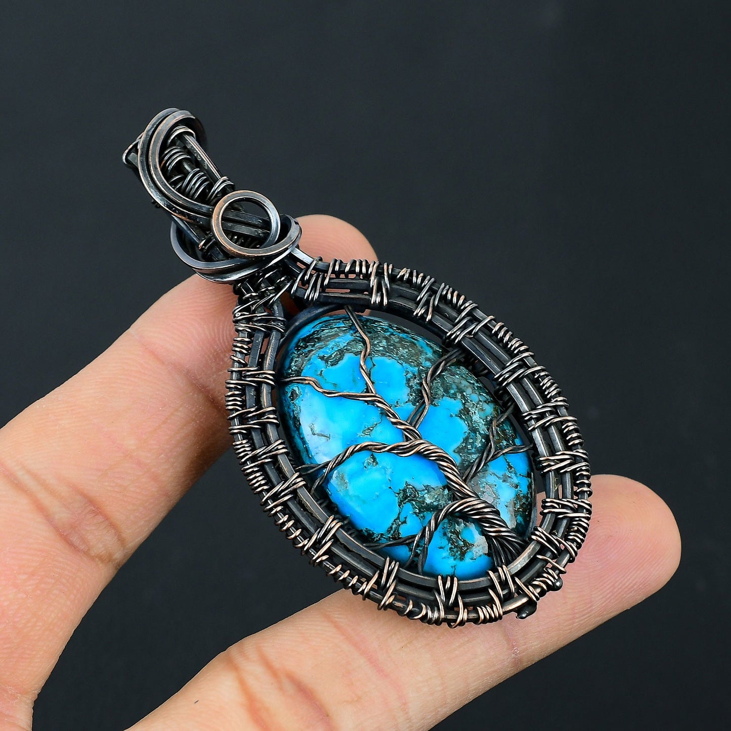 Turquoise Gemstone Tree of Life Pendant