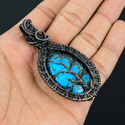 Turquoise Gemstone Tree of Life Pendant