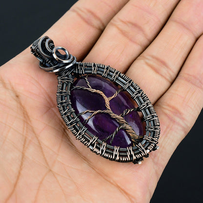 Purple Amethyst Tree of Life Gemstone Pendant