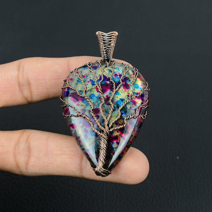 Tree of Life Multi-Color Labradorite Gemstone Pendant