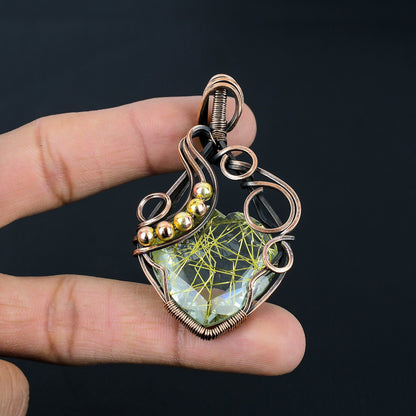 Golden Rutile Gemstone Heart Pendant
