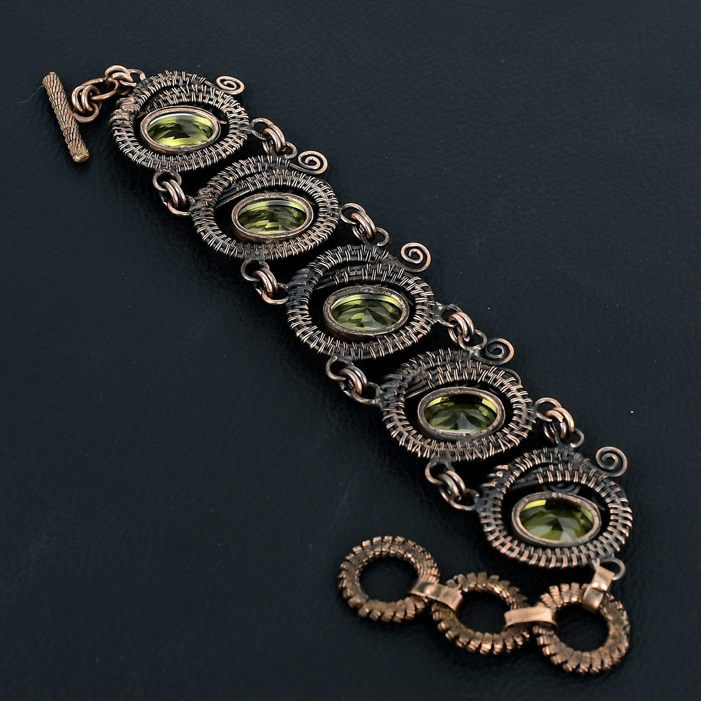 Yellow Citrine Gemstone Copper Bracelet