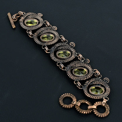 Yellow Citrine Gemstone Copper Bracelet
