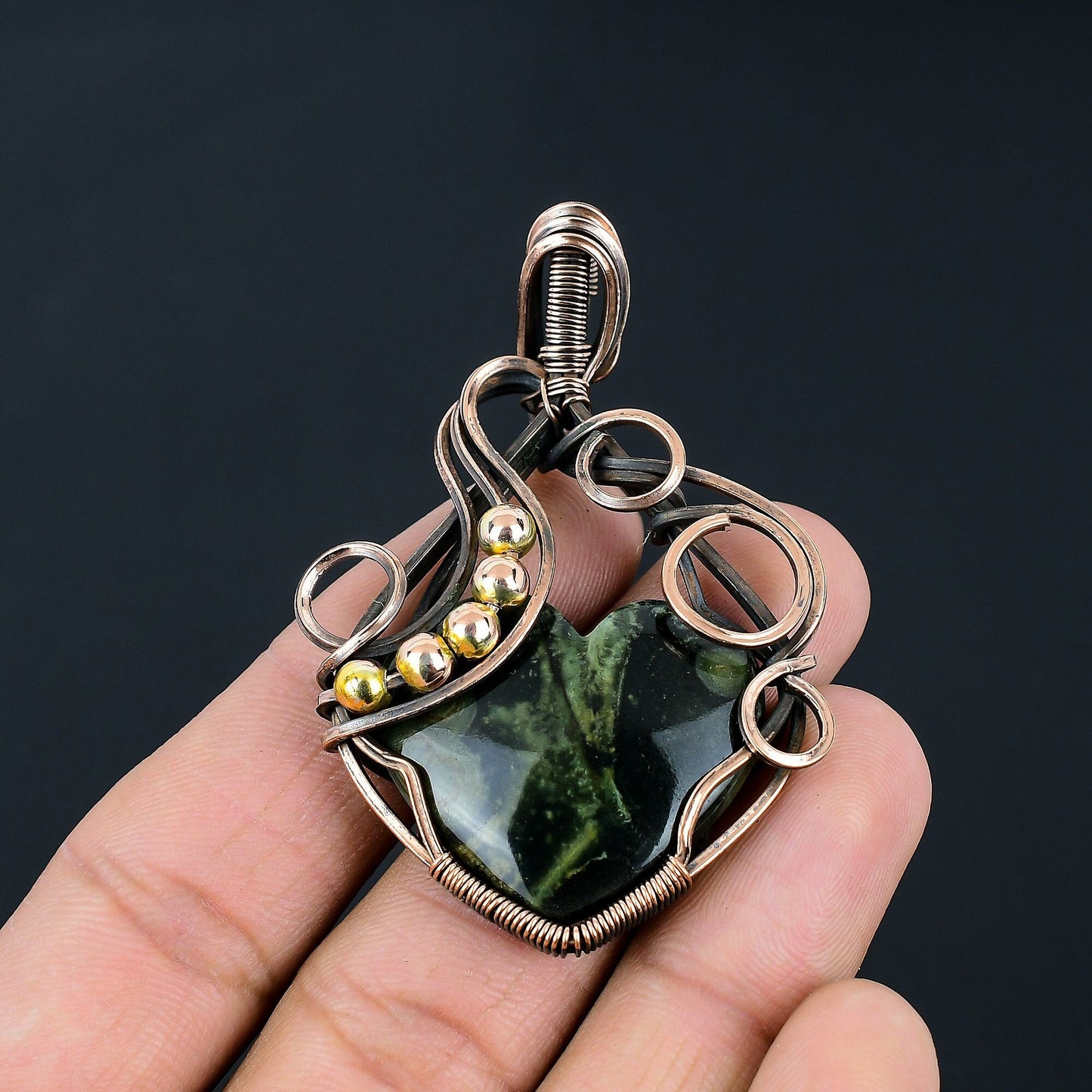 Green Star Galaxy Jasper Gemstone Pendant