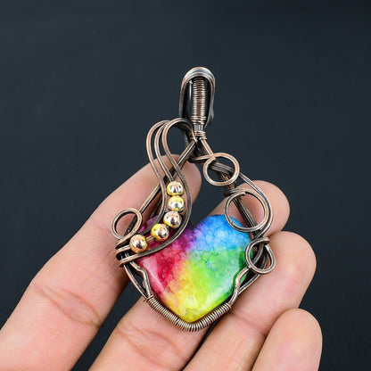Rainbow Solar Quartz Heart Gemstone Pendant