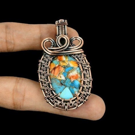 Orange Spiny Oyster Gemstone Pendant