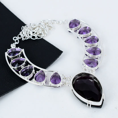 Dark Pink Amethyst Gemstone Necklace