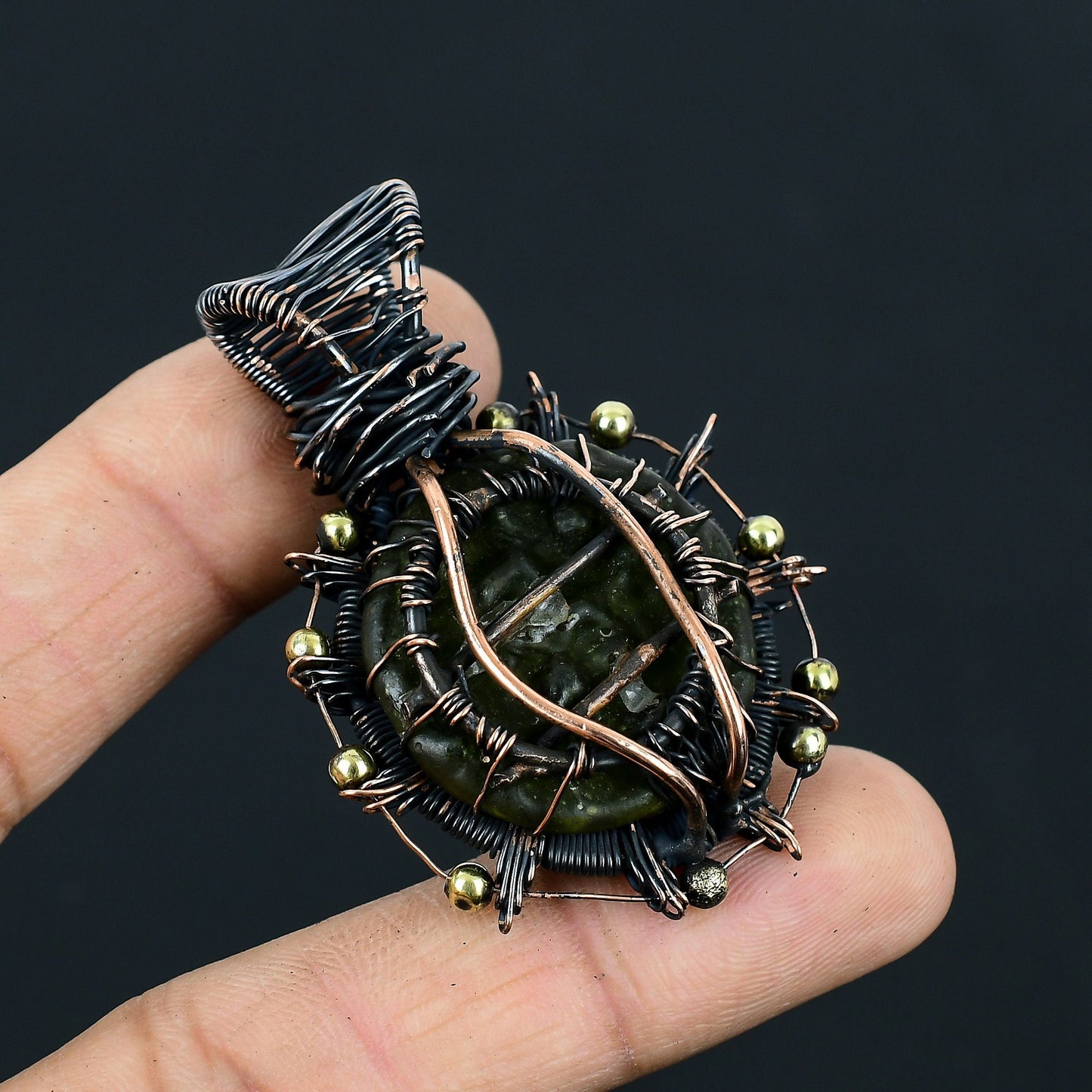 Green Moldavite Gemstone Pendant