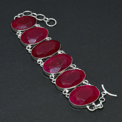 Kashmir Ruby Sterling Silver Necklace & Bracelet Set