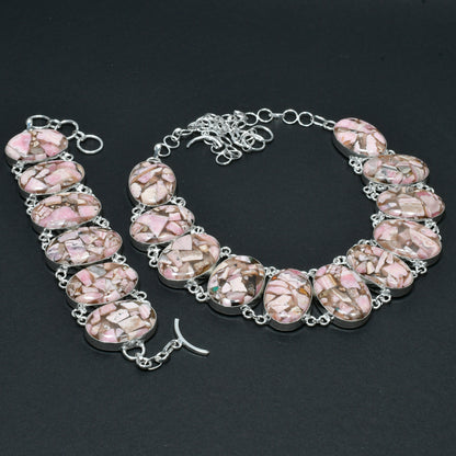 Copper Rhodochrosite Gemstone Jewelry Set