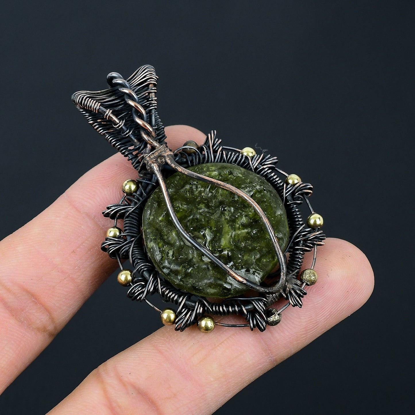 Green Moldavite Gemstone Pendant