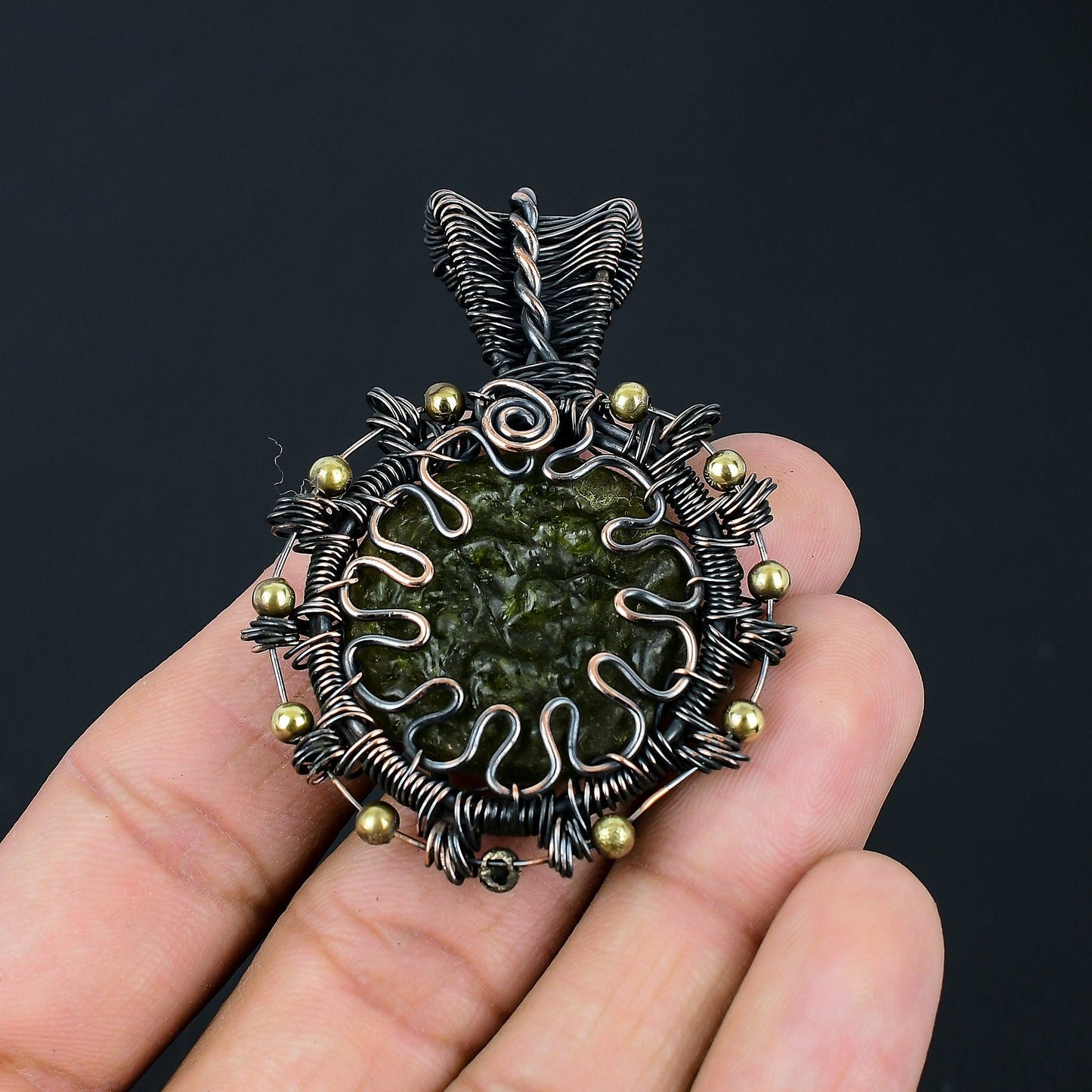 Green Moldavite Gemstone Pendant