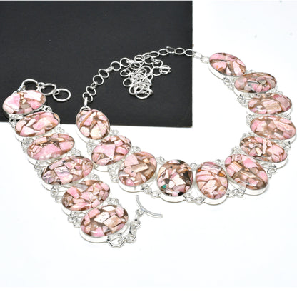 Copper Rhodochrosite Gemstone Jewelry Set