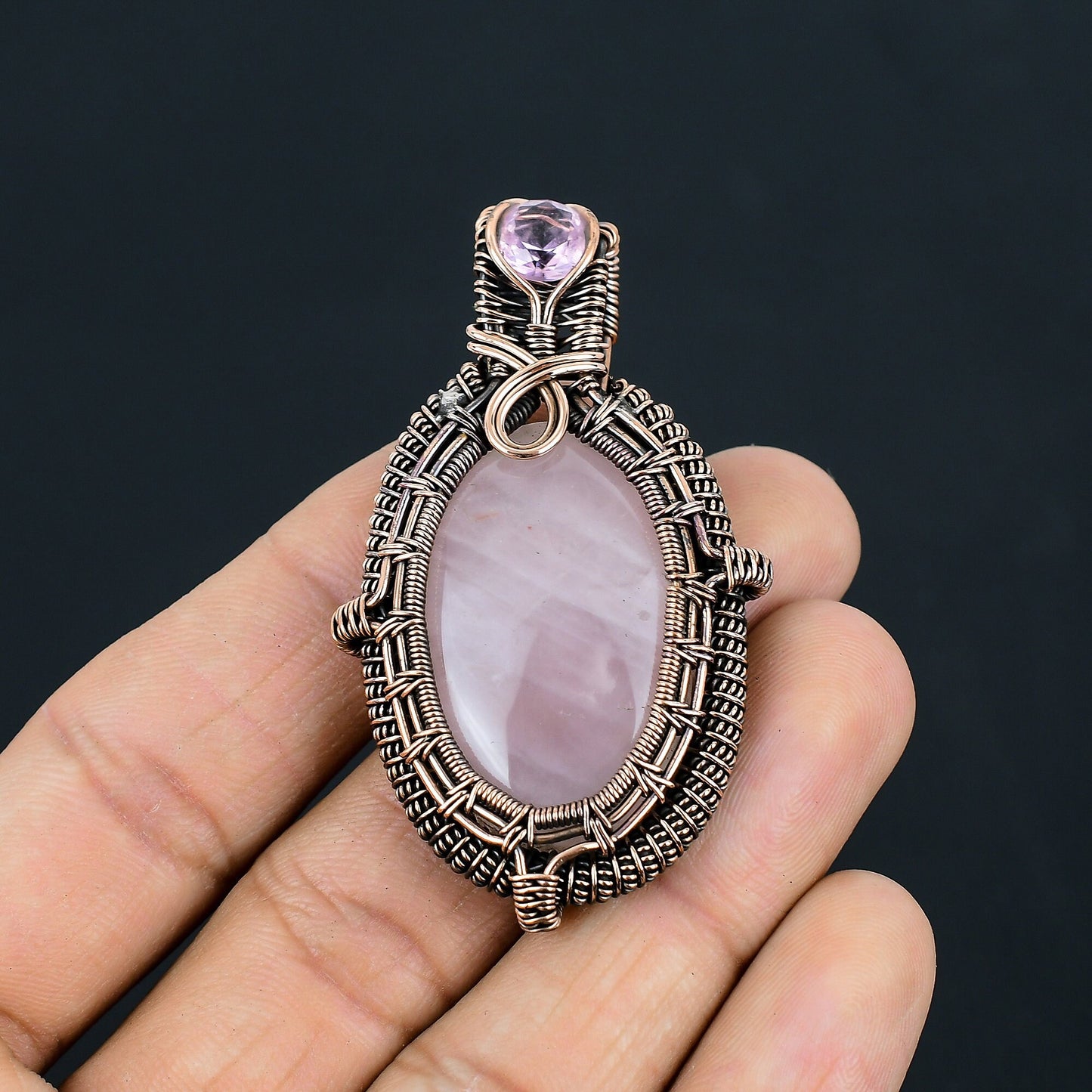 Pink Rose Quartz Gemstone Pendant