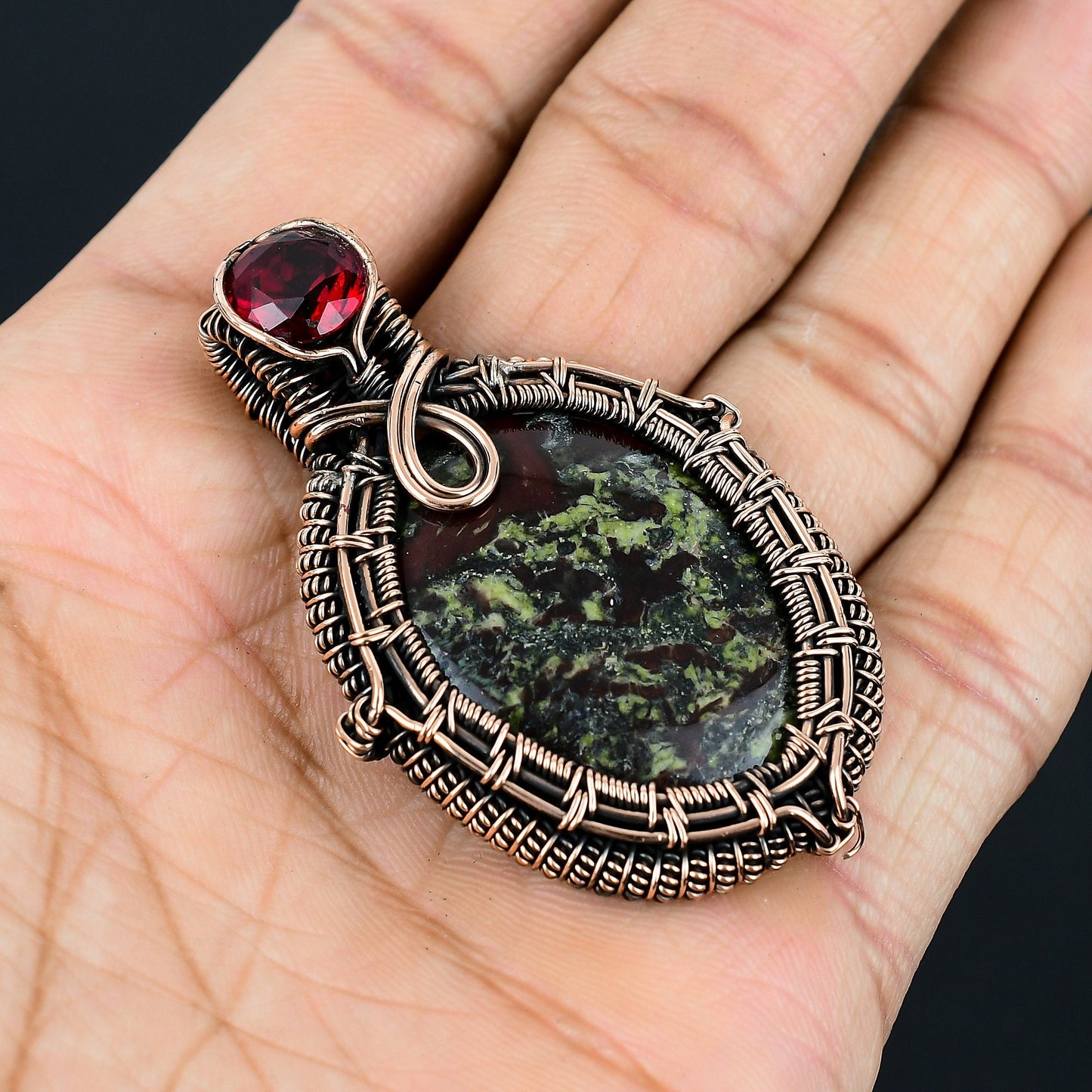 Green Bloodstone Gemstone Pendant