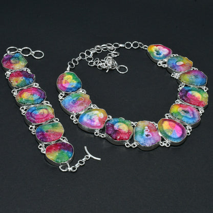 Rainbow Solar Quartz Necklace & Bracelet Set