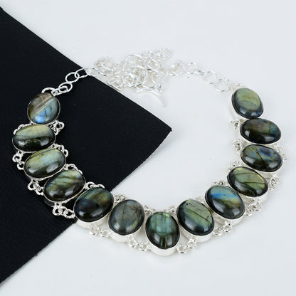 Blue Flash Labradorite Gemstone Necklace